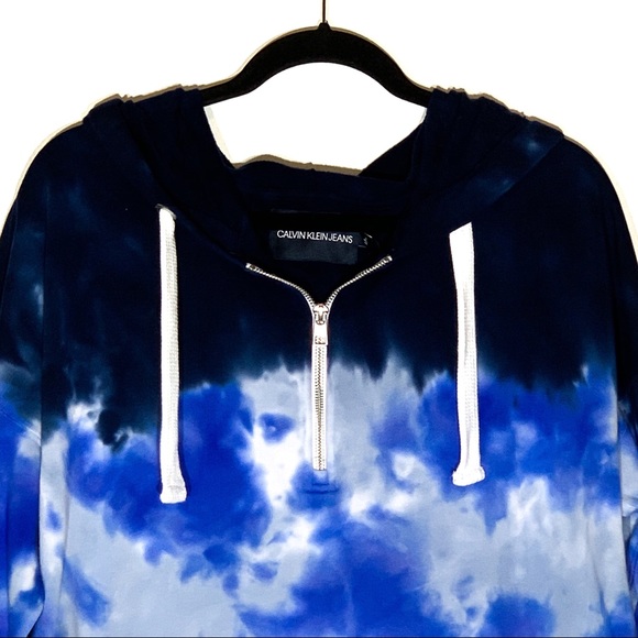 NEW CALVIN KLEIN BLUE TIE-DYE HOODIE - Picture 2 of 6